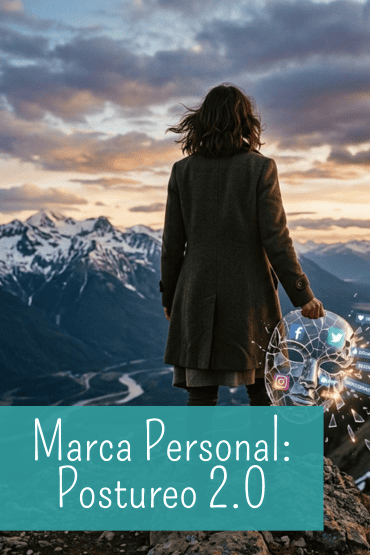 Un líder de espaldas frente a un paisaje real, sosteniendo una máscara de cristal con interfaz de redes sociales que se agrieta, simbolizando la ruptura con el postureo algorítmico.