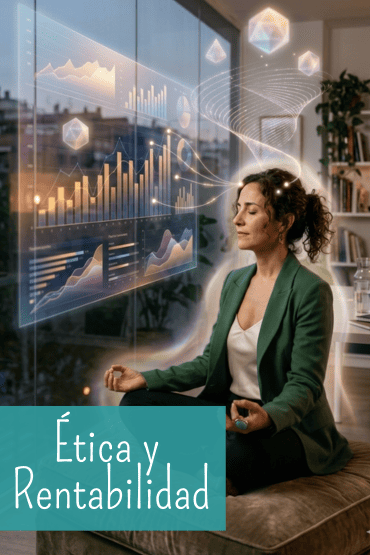 Persona meditando frente a gráficos financieros, representando la unión de intuición y economía.