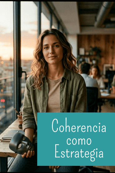 Profesional que sujeta una máscara, simbolizando la autenticidad, la coherencia empresarial y el fin de la disociación en el trabajo.