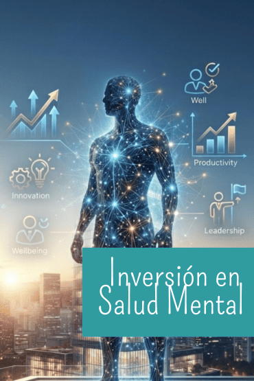 Figura humana hecha de conexiones neuronales representando la inversión estratégica en salud mental empresarial, productividad y bienestar laboral.