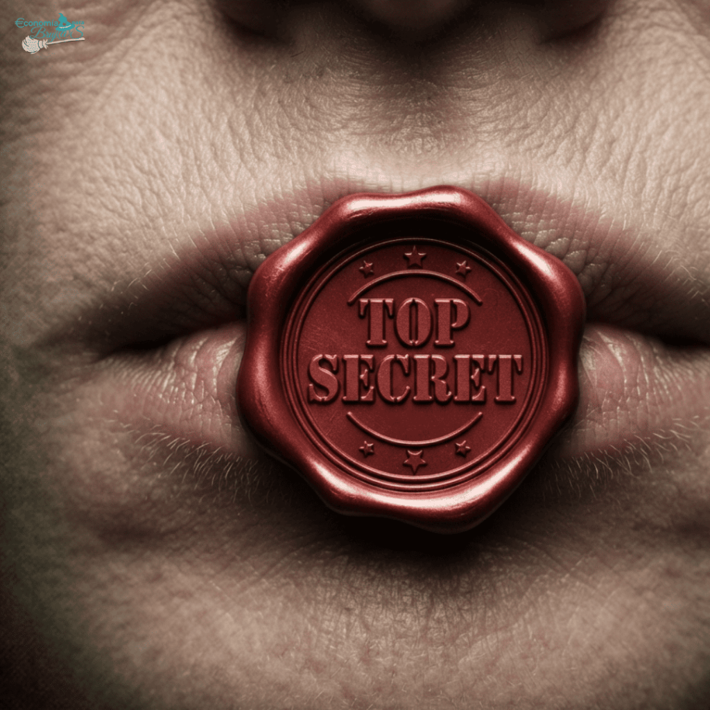 Labios con sello de lacre rojo "Top Secret" representando el sesgo de deseabilidad social en encuestas corporativas.