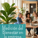Diario de cuero abierto sobre escritorio de madera, en una oficina. Representa una herramienta novedosa para medir el bienestar emocional y la vitalidad en la empresa.