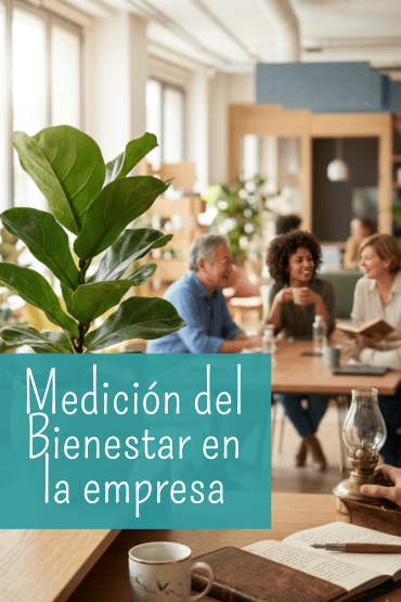Diario de cuero abierto sobre escritorio de madera, en una oficina. Representa una herramienta novedosa para medir el bienestar emocional y la vitalidad en la empresa.