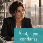 Consultora profesional en su oficina representando las ventas por confianza para servicios de alto valor.