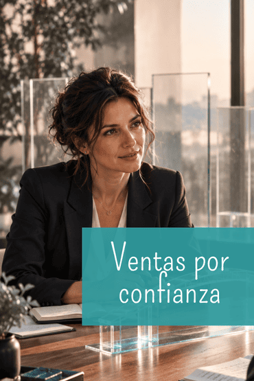 Consultora profesional en su oficina representando las ventas por confianza para servicios de alto valor.